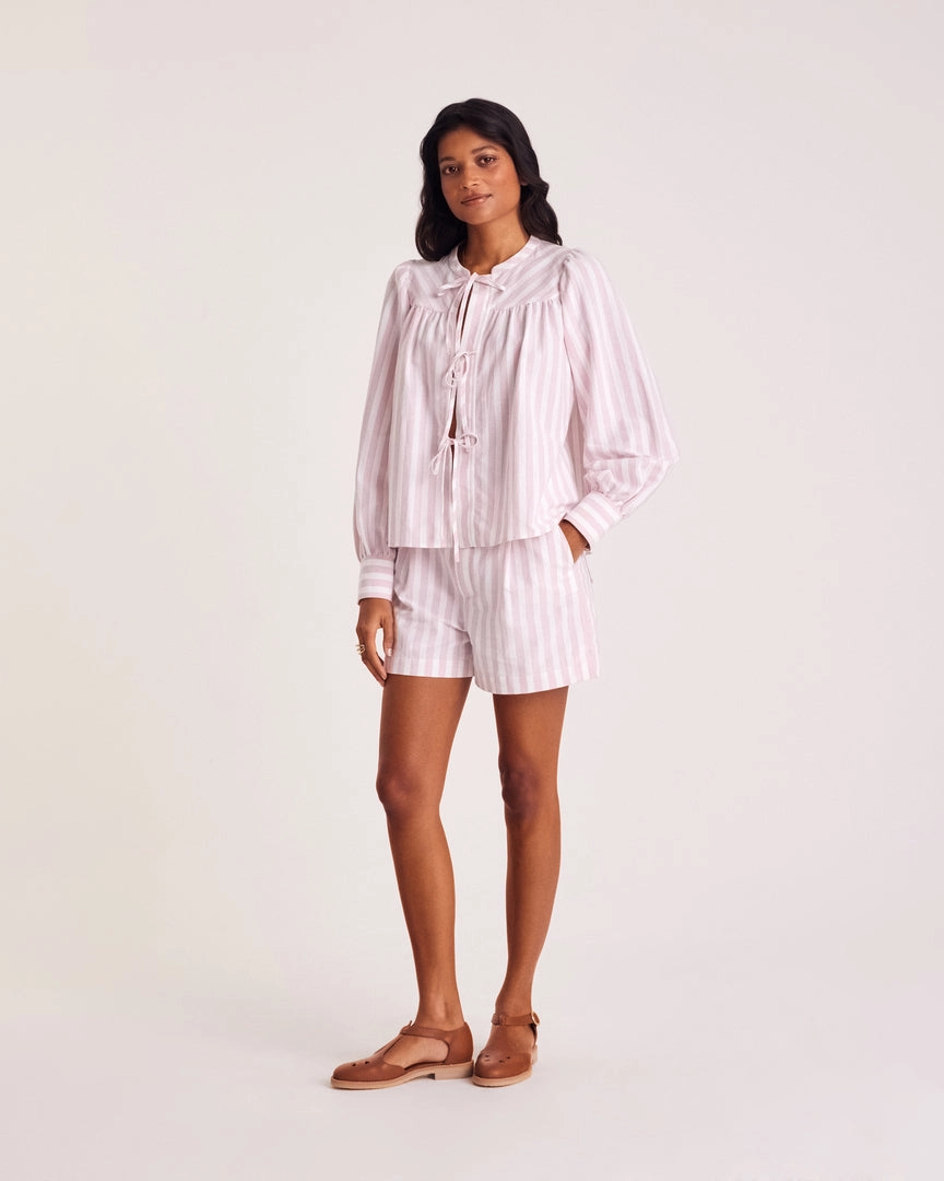 Short Simon rayures rose et blanc