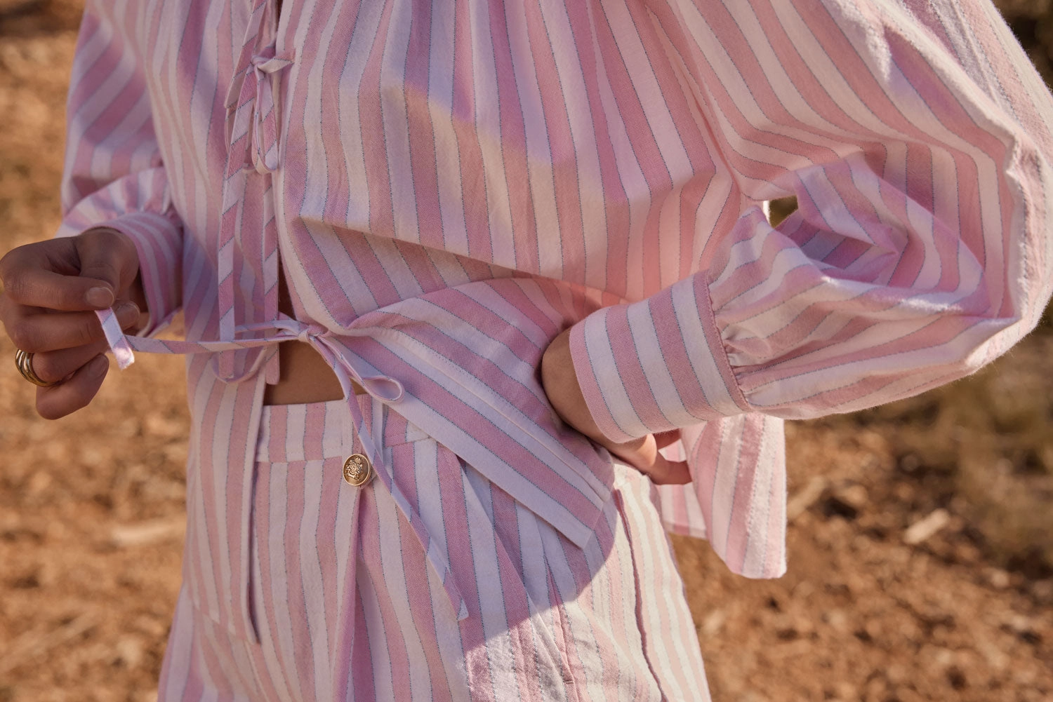 Short Simon rayures rose et blanc