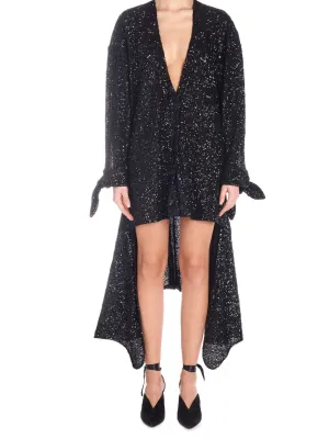 The Attico Sequin Embellished V-Neck Dress