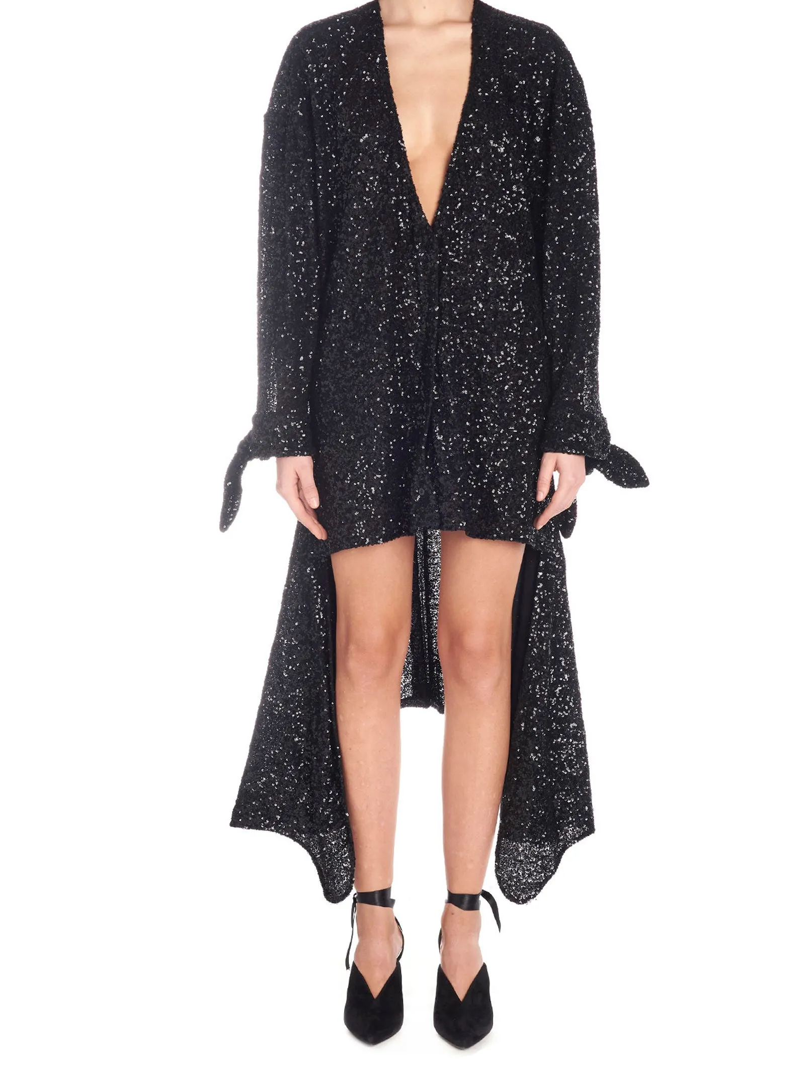 The Attico Sequin Embellished V-Neck Dress