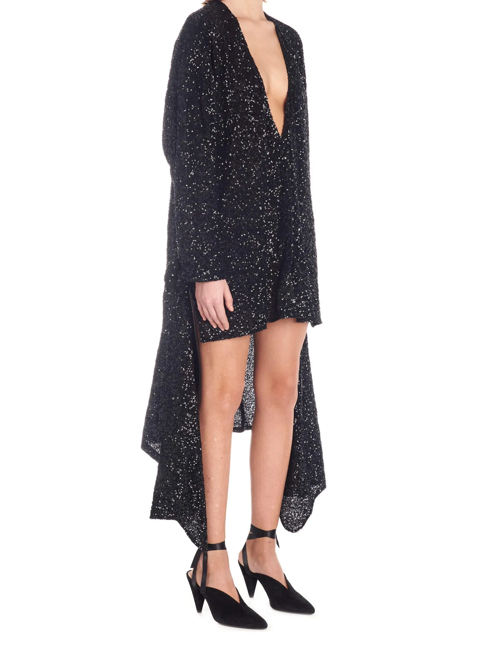 The Attico Sequin Embellished V-Neck Dress
