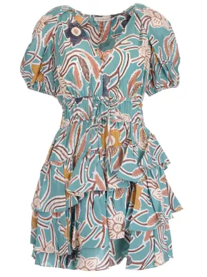 Ulla Johnson Farah Allover Floral Printed V-Neck Dress