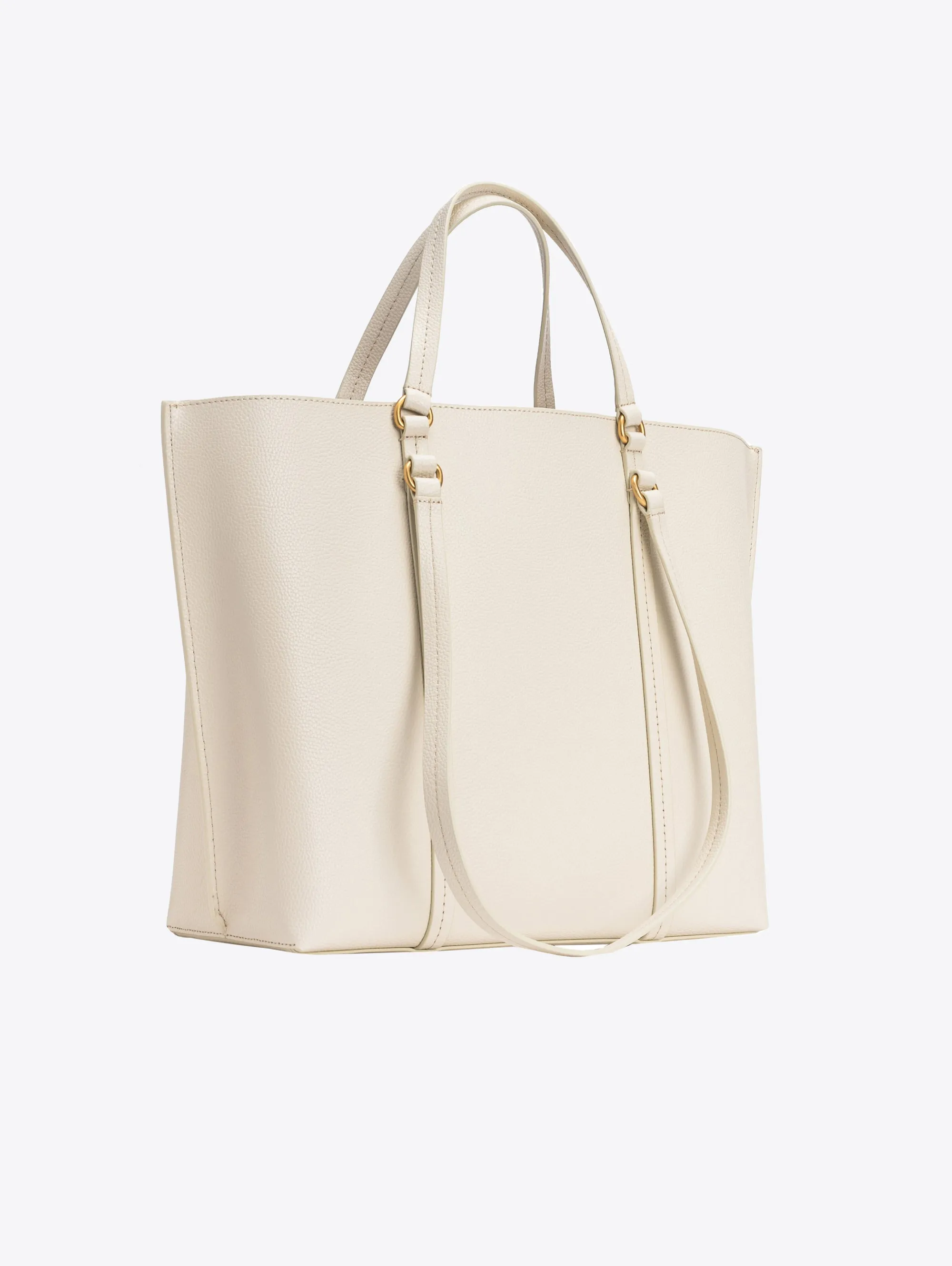 White Tumbled Leather Shopper Bag