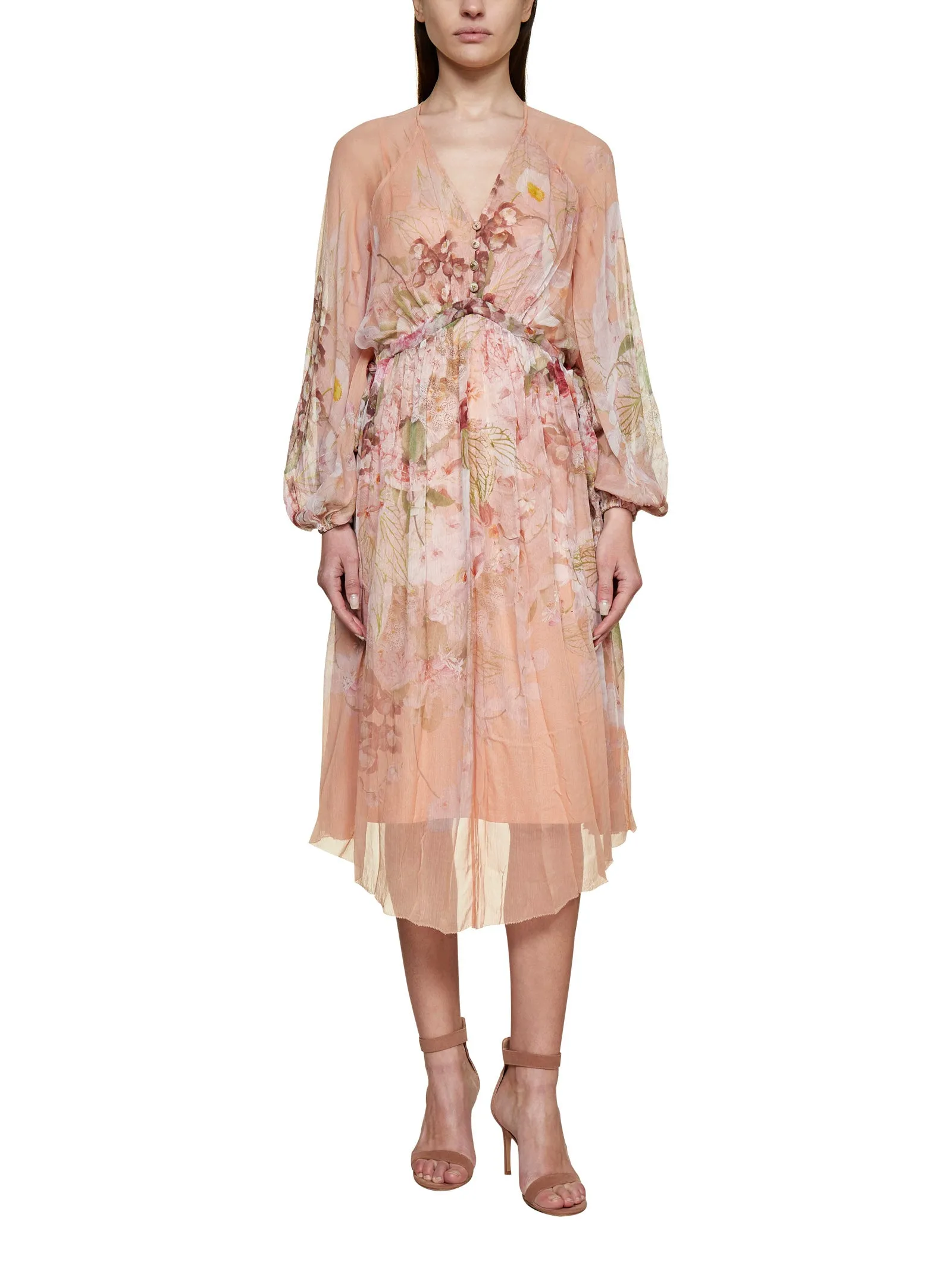 Zimmermann Allover Floral Printed V-Neck Dress