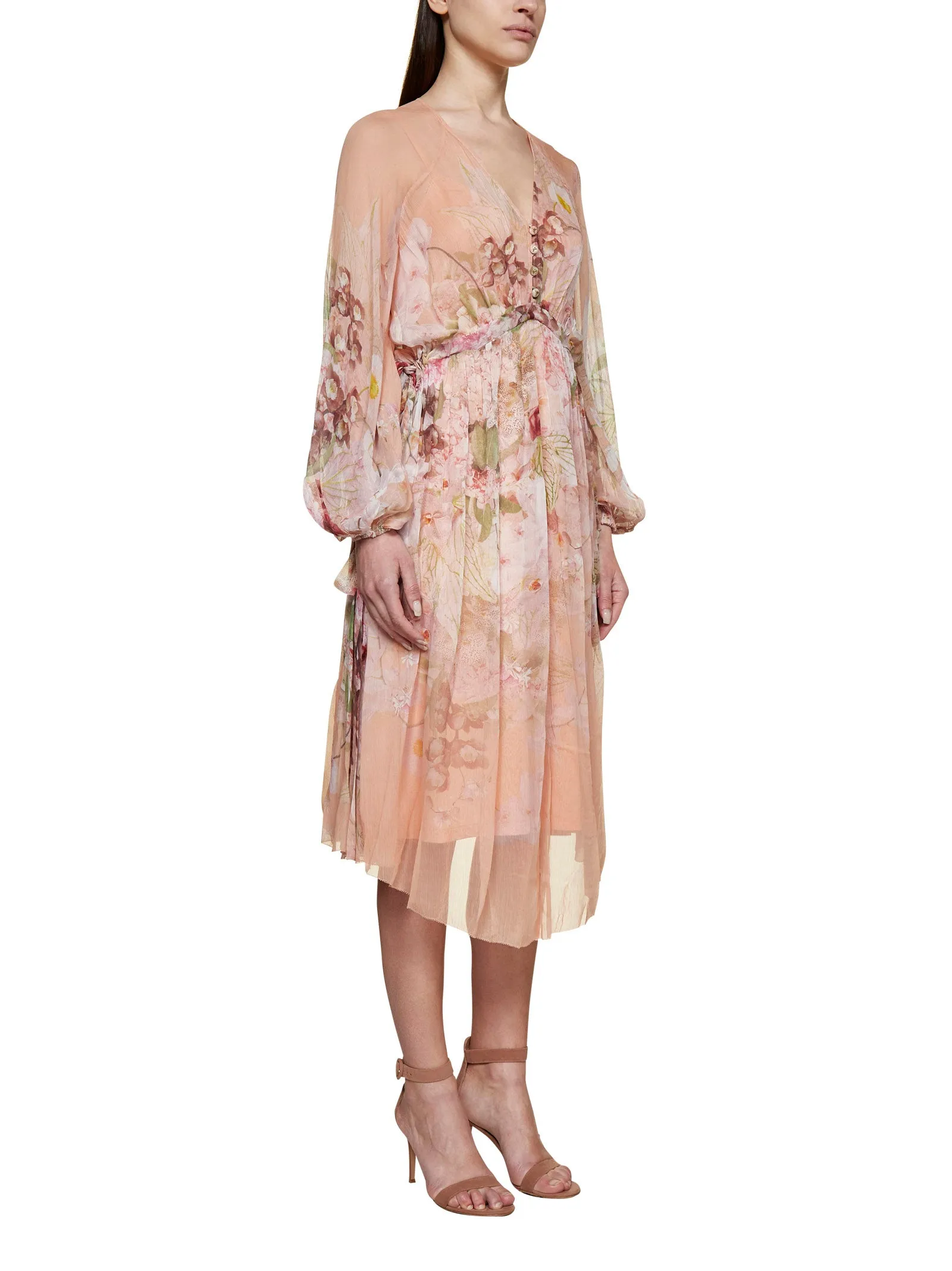 Zimmermann Allover Floral Printed V-Neck Dress